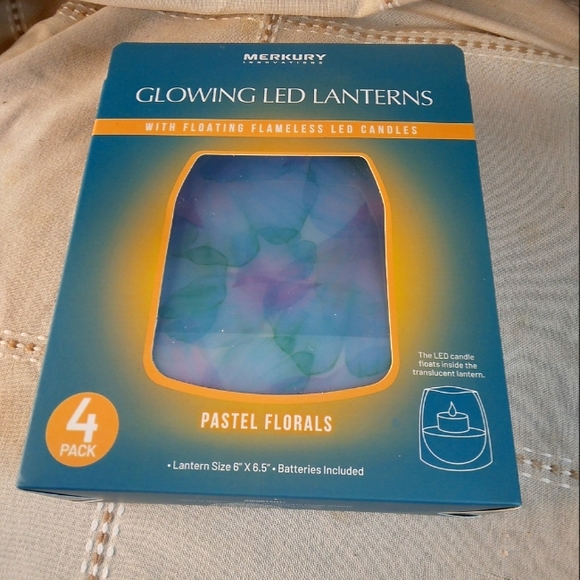 NEW Glowing LED Lanterns with Floating Flameless LED Candles 4pc PASTEL FLORALS - Picture 1 of 7